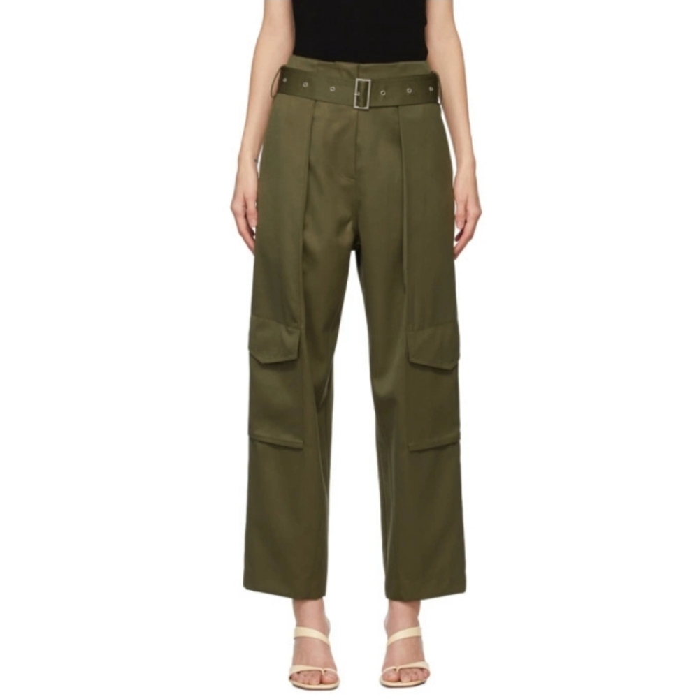 Drae Khaki Wool Pocket Trousers Size S